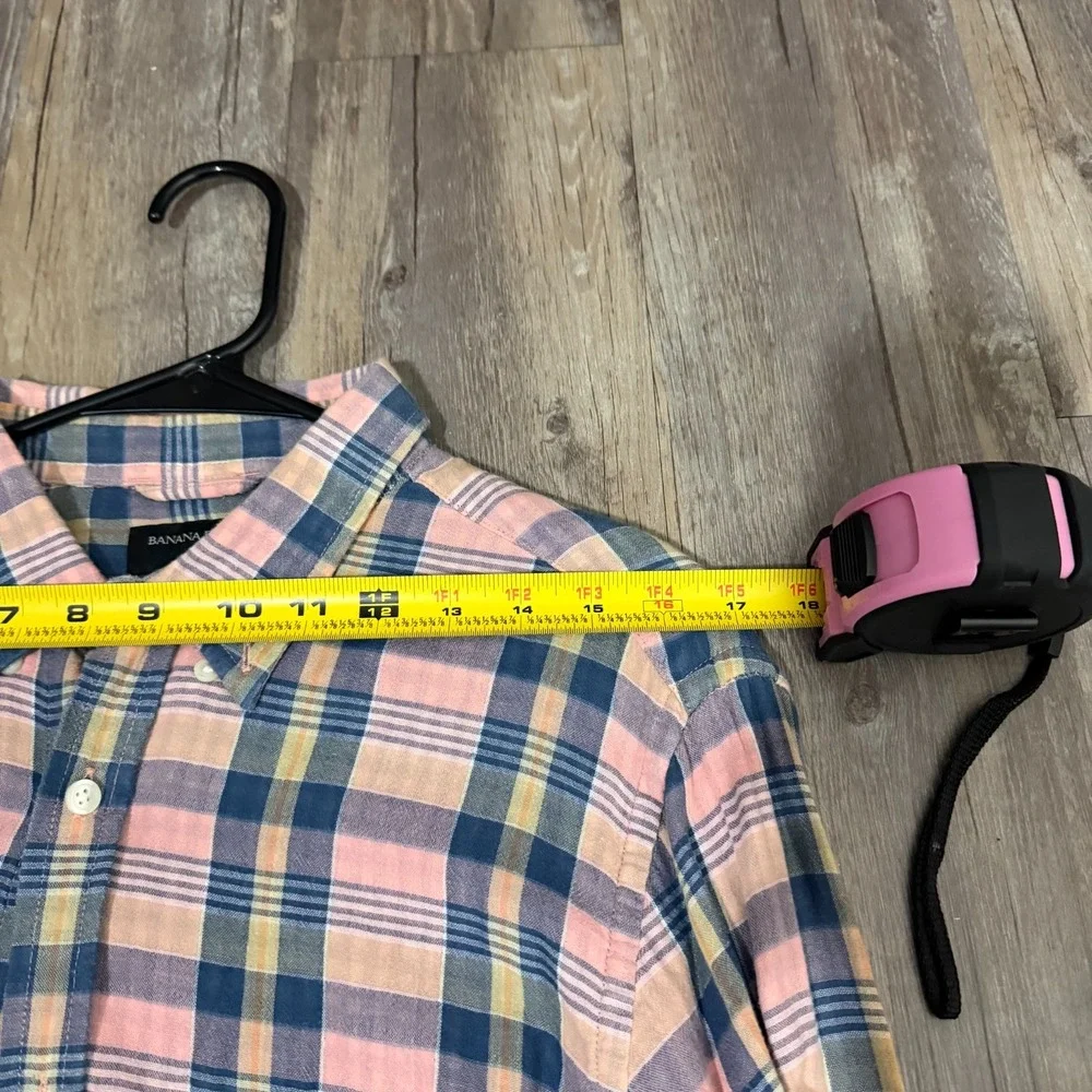 Banana Republic Flannel Shirt Mens Medium Multicolor Plaid Slim Fit‎ Button Down